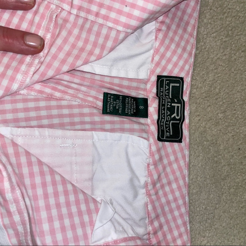 Ralph Lauren golf Pink and white striped Bermuda shorts